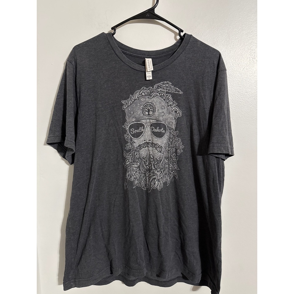Bella Canvas South Dakota Bearded Man Graphic Tee Charcoal Gray Mens XL Shirt